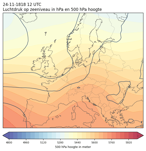 Weerkaart van 24 november 1818 om 12 UTC