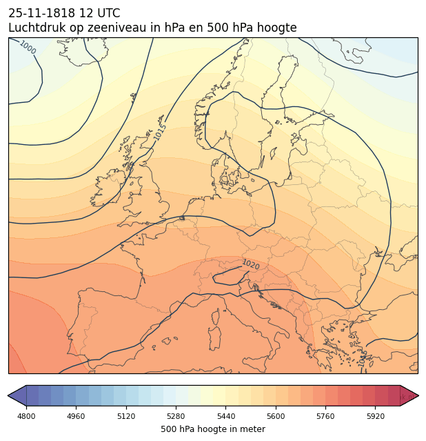 Weerkaart van 25 november 1818 om 12 UTC