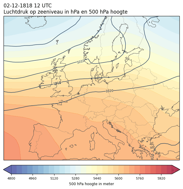 Weerkaart van 2 december 1818 om 12 UTC