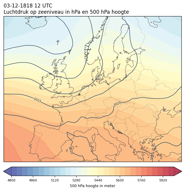 Weerkaart van 3 december 1818 om 12 UTC