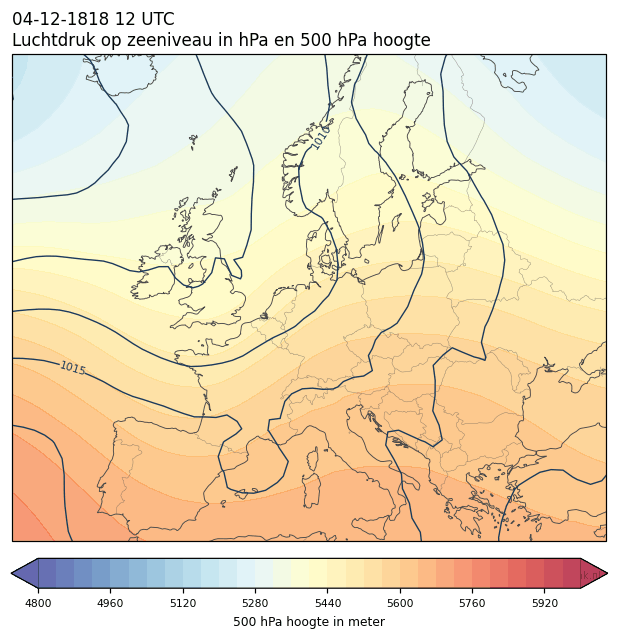 Weerkaart van 4 december 1818 om 12 UTC
