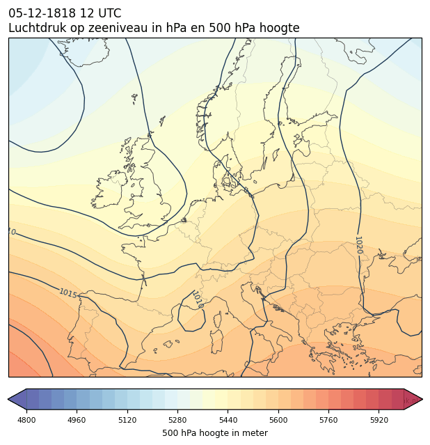 Weerkaart van 5 december 1818 om 12 UTC