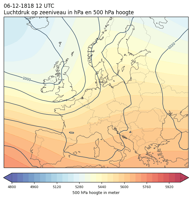 Weerkaart van 6 december 1818 om 12 UTC