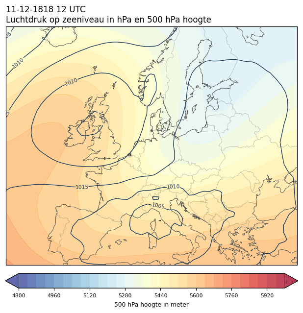 Weerkaart van 11 december 1818 om 12 UTC