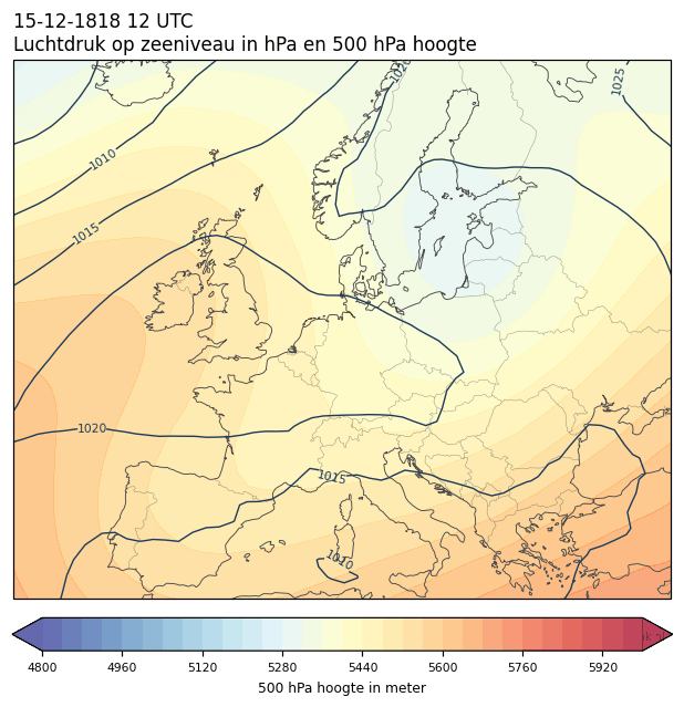 Weerkaart van 15 december 1818 om 12 UTC