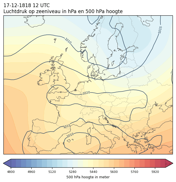 Weerkaart van 17 december 1818 om 12 UTC