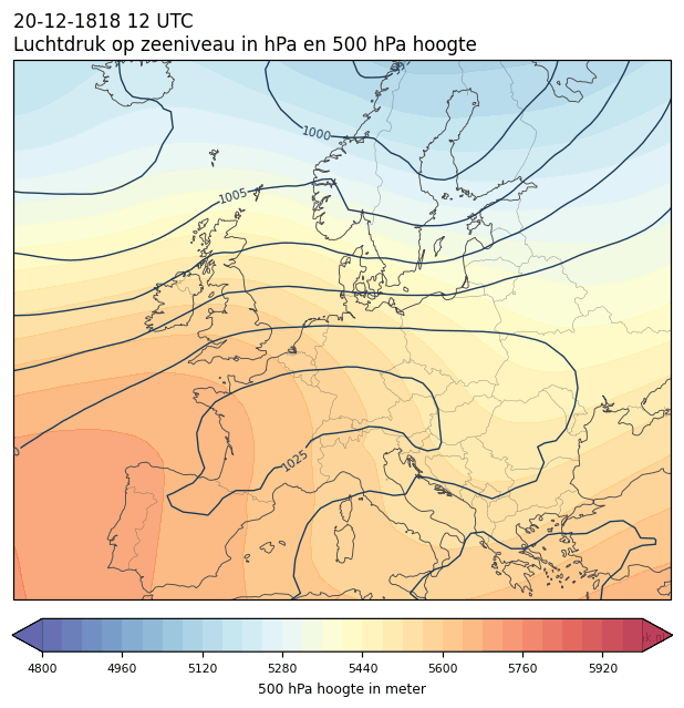 Weerkaart van 20 december 1818 om 12 UTC