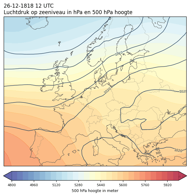 Weerkaart van 26 december 1818 om 12 UTC
