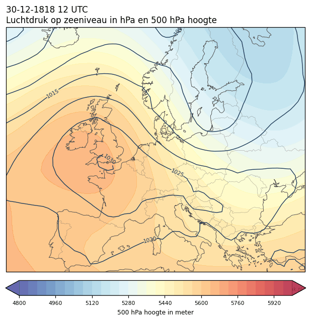 Weerkaart van 30 december 1818 om 12 UTC