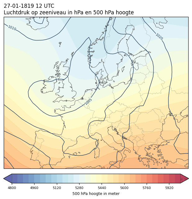Weerkaart van 27 januari 1819 om 12 UTC