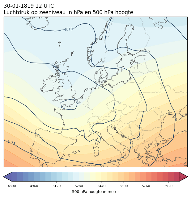 Weerkaart van 30 januari 1819 om 12 UTC