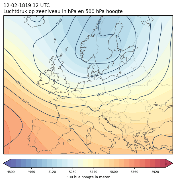 Weerkaart van 12 februari 1819 om 12 UTC