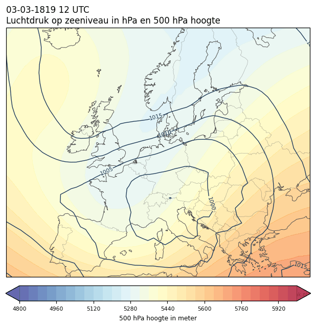 Weerkaart van 3 maart 1819 om 12 UTC