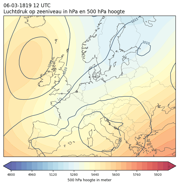 Weerkaart van 6 maart 1819 om 12 UTC