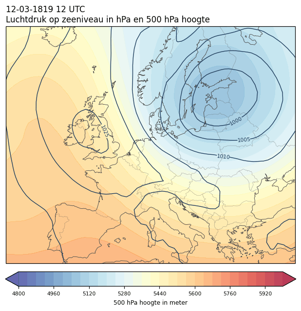 Weerkaart van 12 maart 1819 om 12 UTC