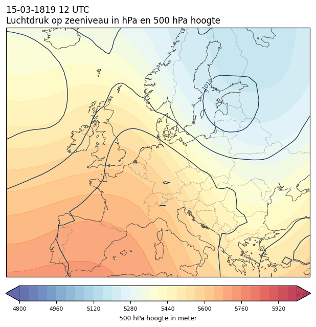 Weerkaart van 15 maart 1819 om 12 UTC
