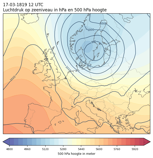 Weerkaart van 17 maart 1819 om 12 UTC