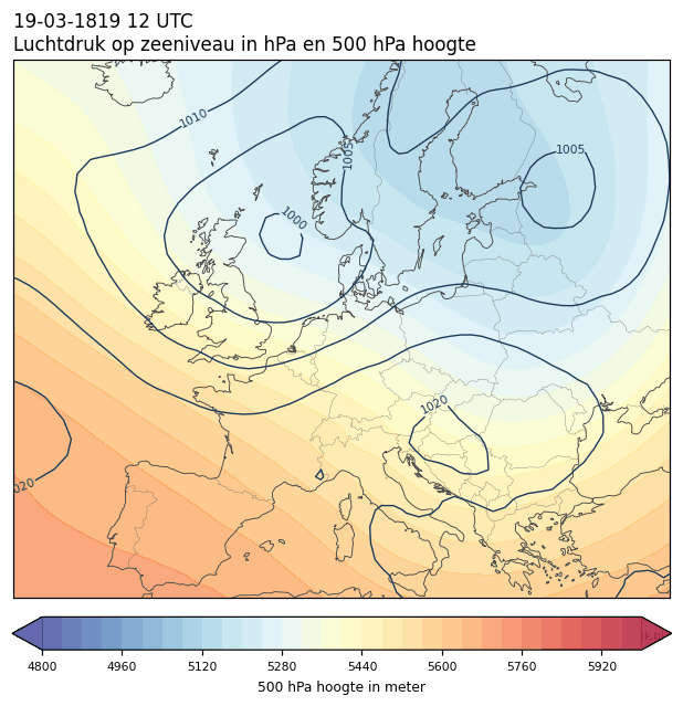 Weerkaart van 19 maart 1819 om 12 UTC
