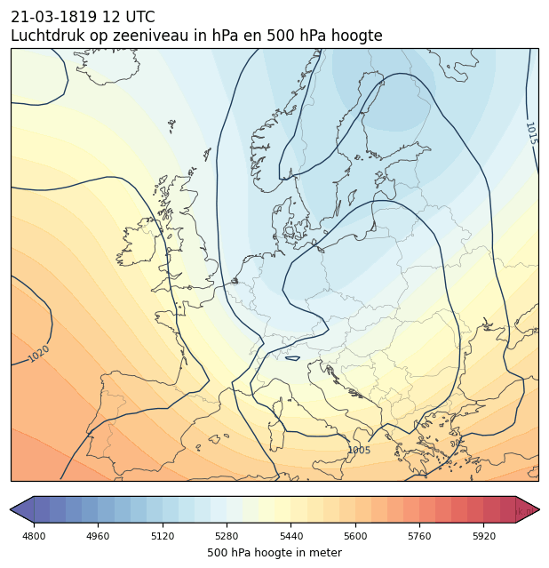 Weerkaart van 21 maart 1819 om 12 UTC
