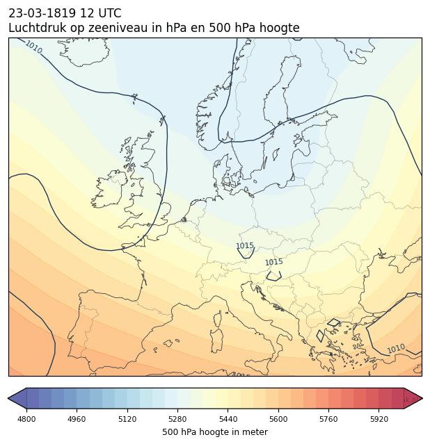 Weerkaart van 23 maart 1819 om 12 UTC