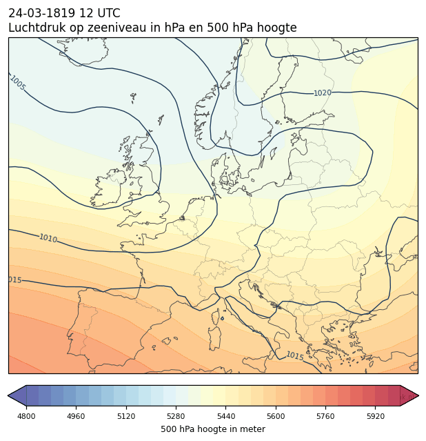 Weerkaart van 24 maart 1819 om 12 UTC