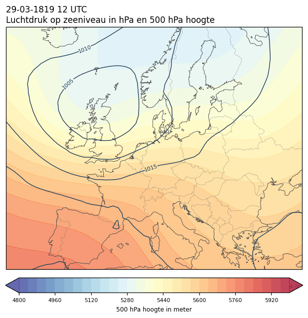 Weerkaart van 29 maart 1819 om 12 UTC