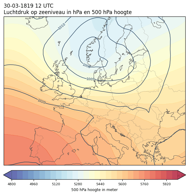 Weerkaart van 30 maart 1819 om 12 UTC