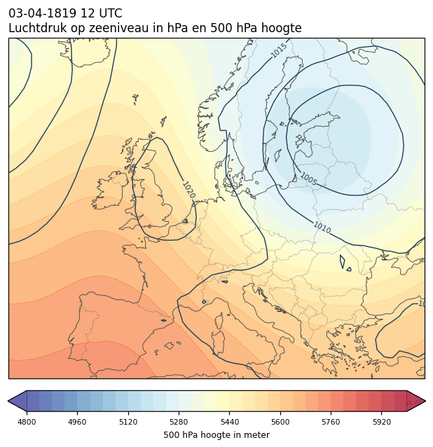 Weerkaart van 3 april 1819 om 12 UTC
