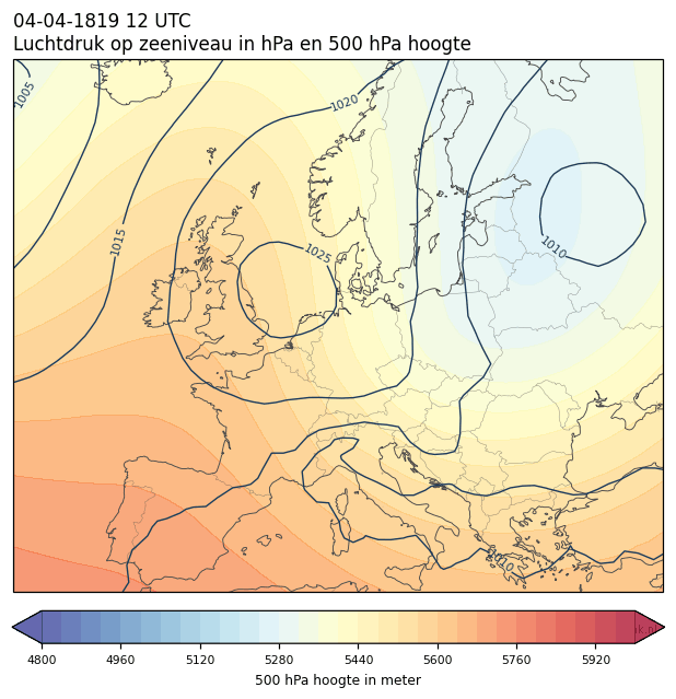 Weerkaart van 4 april 1819 om 12 UTC