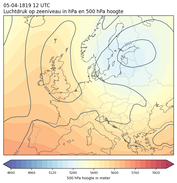 Weerkaart van 5 april 1819 om 12 UTC