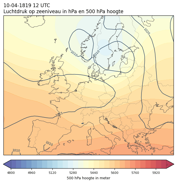 Weerkaart van 10 april 1819 om 12 UTC
