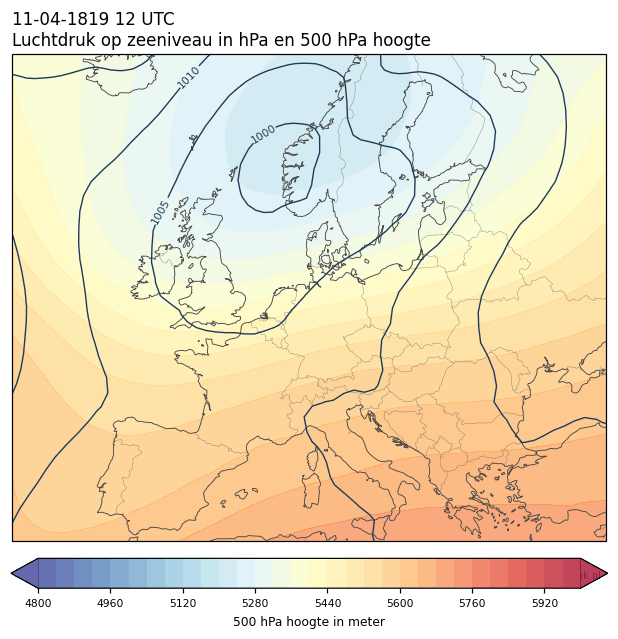 Weerkaart van 11 april 1819 om 12 UTC