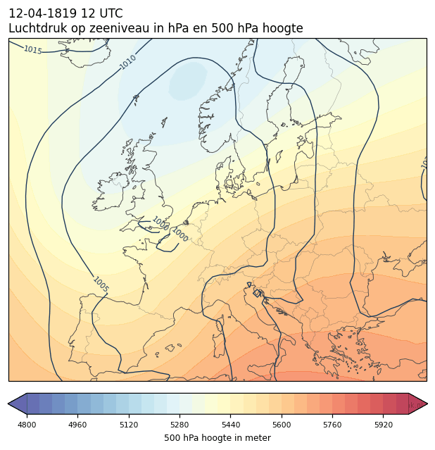 Weerkaart van 12 april 1819 om 12 UTC