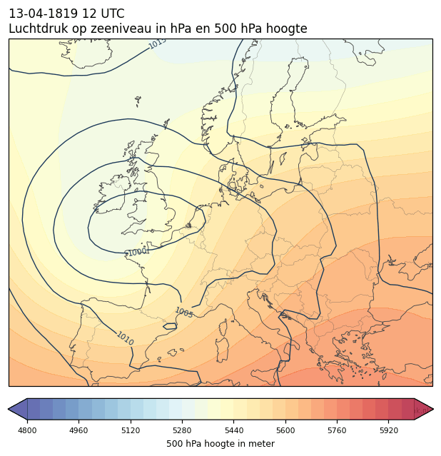 Weerkaart van 13 april 1819 om 12 UTC
