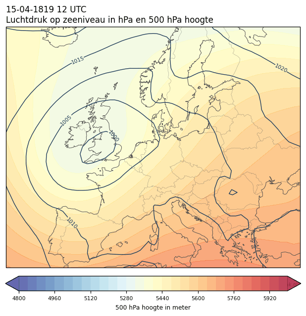 Weerkaart van 15 april 1819 om 12 UTC