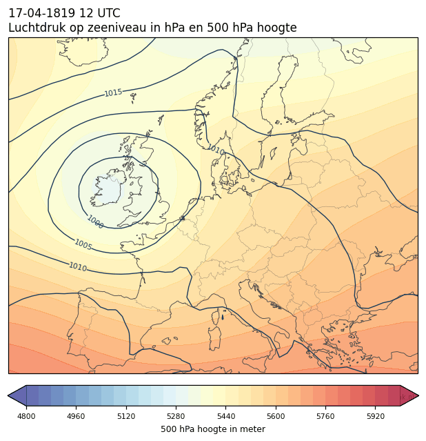 Weerkaart van 17 april 1819 om 12 UTC