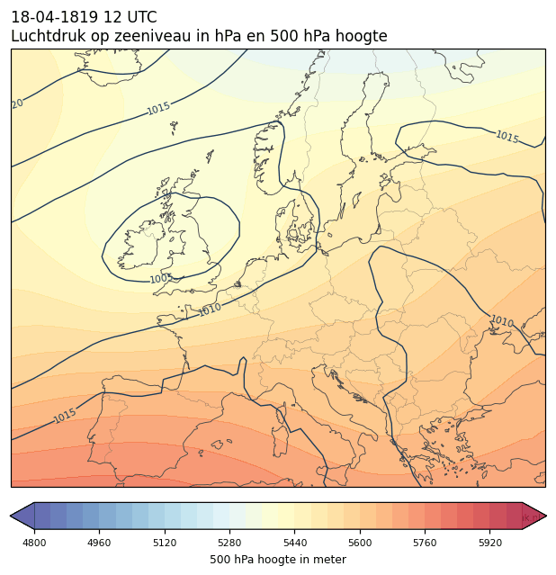 Weerkaart van 18 april 1819 om 12 UTC