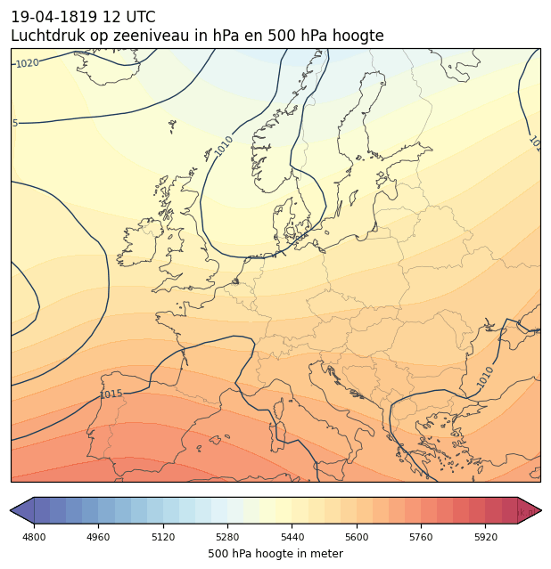 Weerkaart van 19 april 1819 om 12 UTC