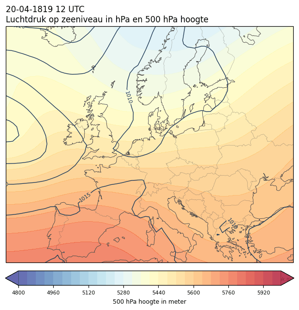Weerkaart van 20 april 1819 om 12 UTC