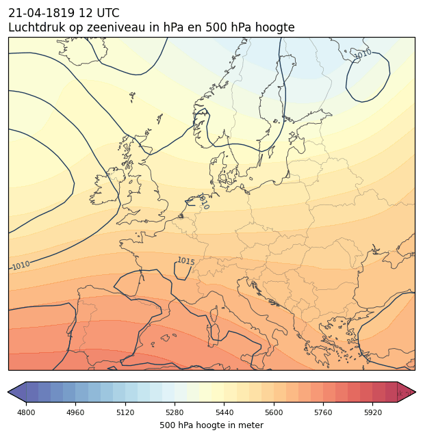 Weerkaart van 21 april 1819 om 12 UTC