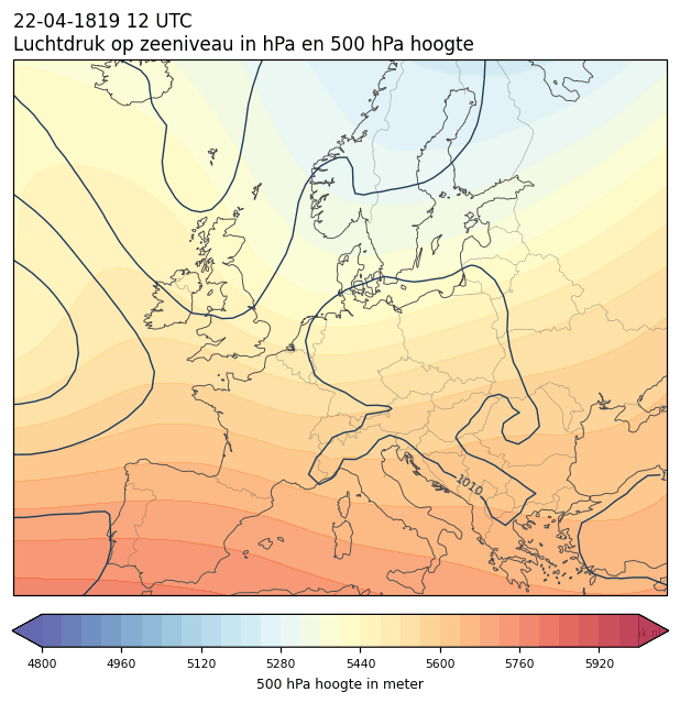 Weerkaart van 22 april 1819 om 12 UTC