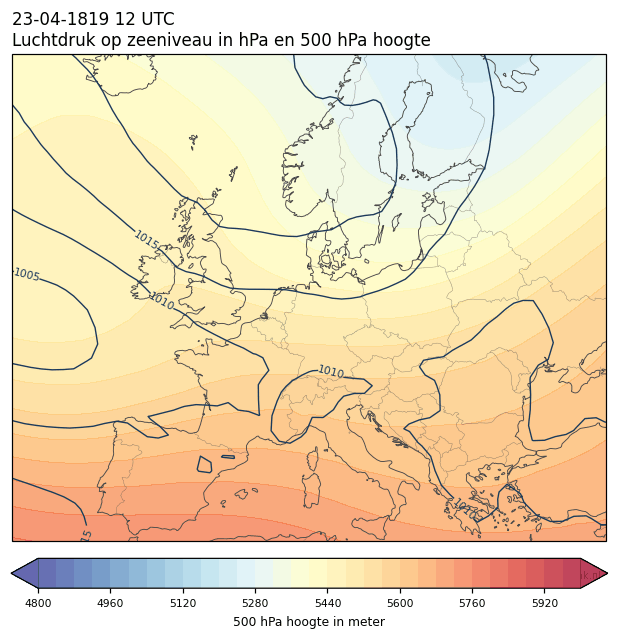 Weerkaart van 23 april 1819 om 12 UTC
