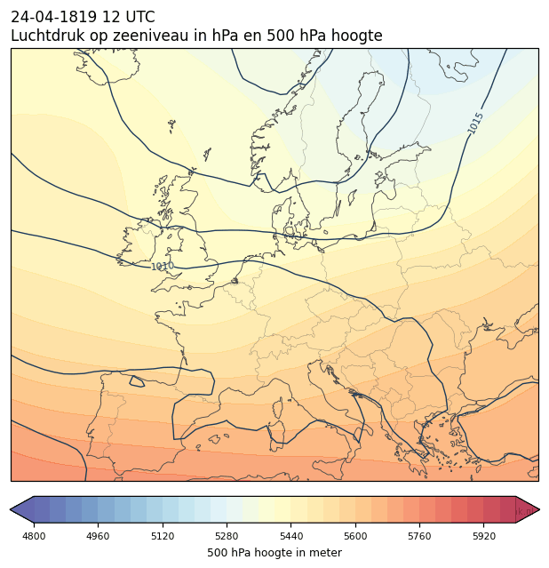 Weerkaart van 24 april 1819 om 12 UTC