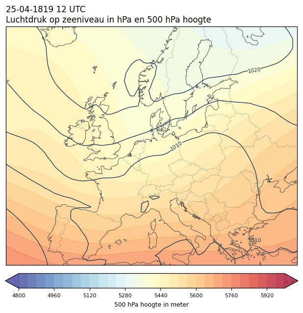 Weerkaart van 25 april 1819 om 12 UTC