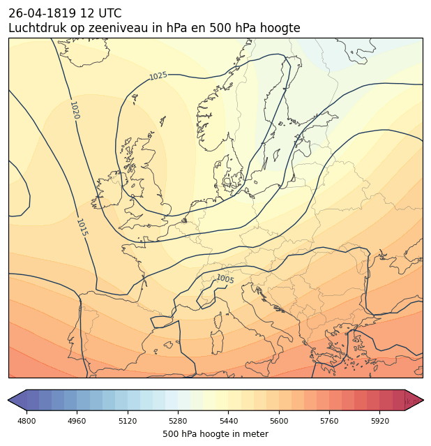 Weerkaart van 26 april 1819 om 12 UTC