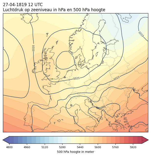 Weerkaart van 27 april 1819 om 12 UTC