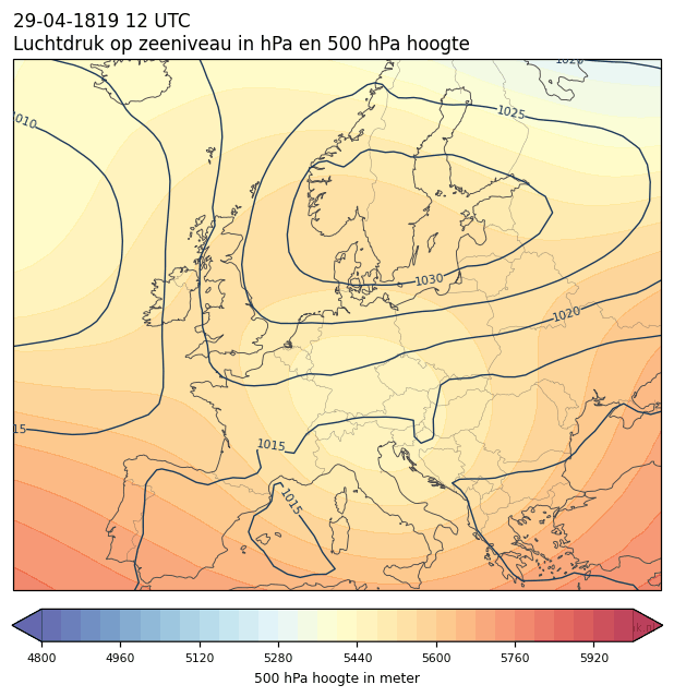 Weerkaart van 29 april 1819 om 12 UTC