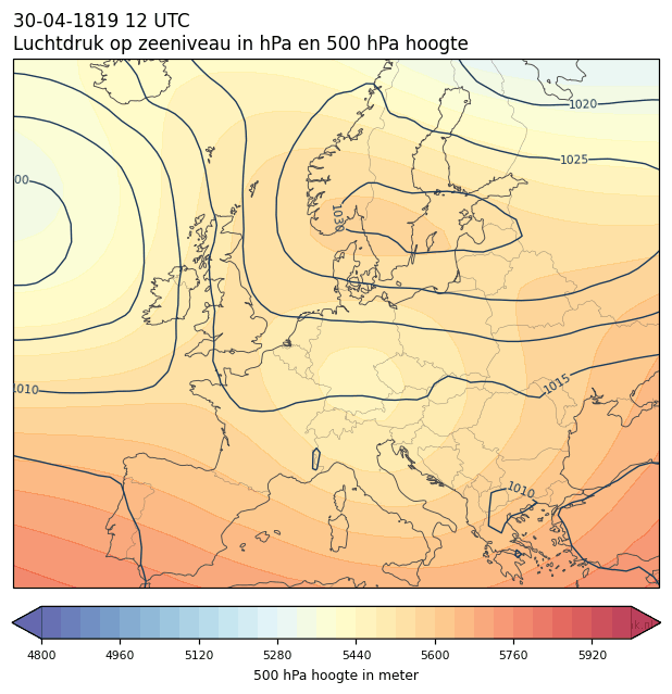 Weerkaart van 30 april 1819 om 12 UTC