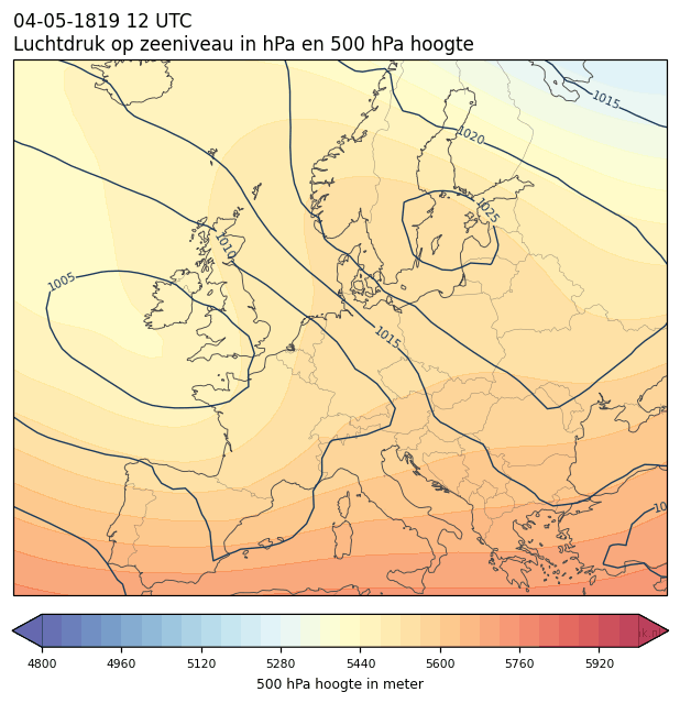 Weerkaart van 4 mei 1819 om 12 UTC
