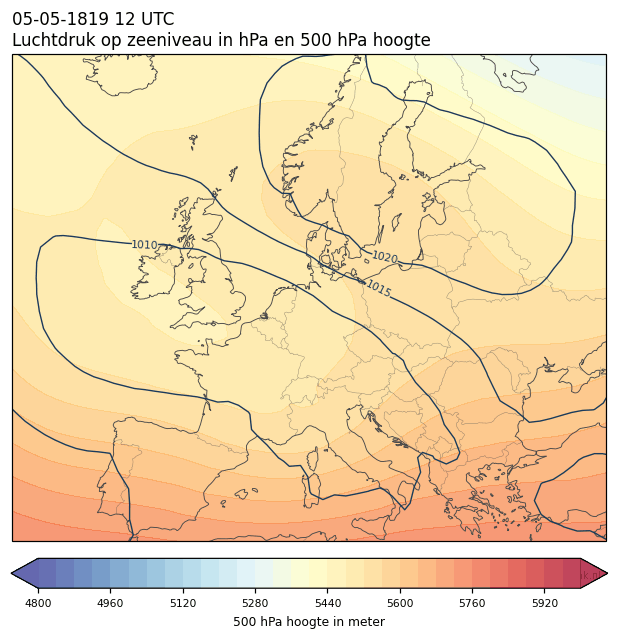 Weerkaart van 5 mei 1819 om 12 UTC